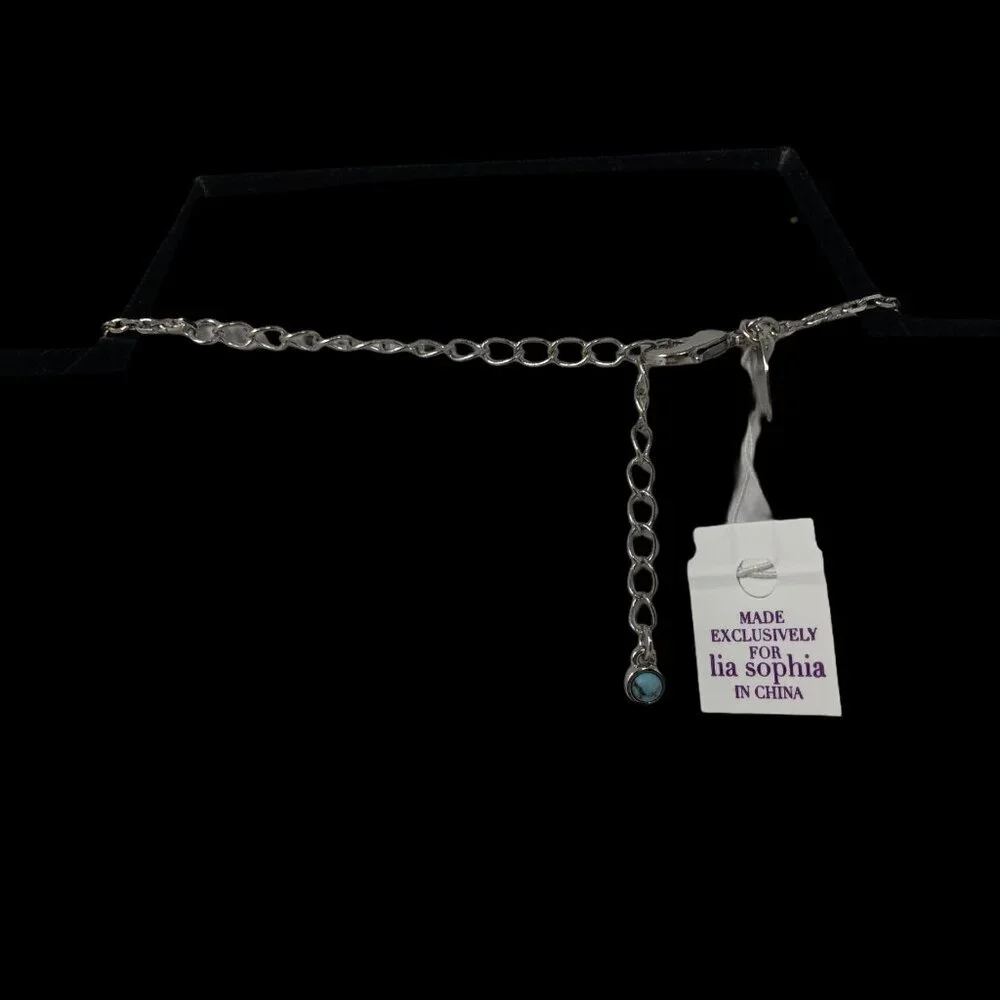 Lia Sophia Silver‎ Tone Necklace Blue Beads Southwestern Style Choker